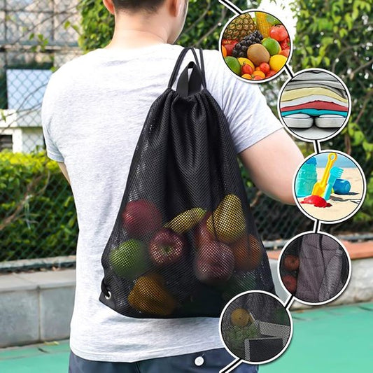 Black Sports Bag - 40*45cm - Mesh - Drawstring - Suitable for fitness, sports, swimming, diving, travel, V1188-ZXY-131-519