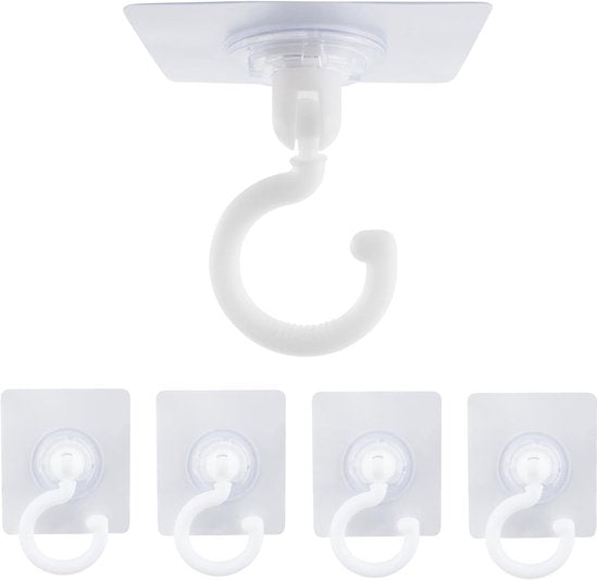 5-pack self-adhesive hooks - Extra strong adhesive hooks - Transparent wall hooks - Self-adhesive - No V1188-ZXY-131-527