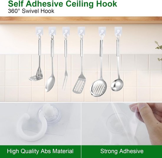 5-pack self-adhesive hooks - Extra strong adhesive hooks - Transparent wall hooks - Self-adhesive - No V1188-ZXY-131-527