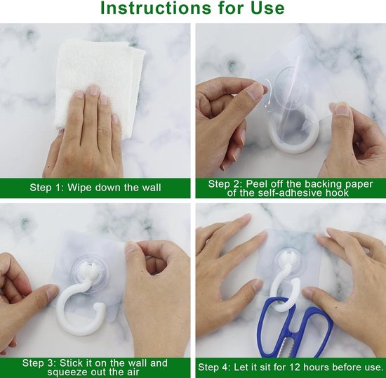 5-pack self-adhesive hooks - Extra strong adhesive hooks - Transparent wall hooks - Self-adhesive - No V1188-ZXY-131-527