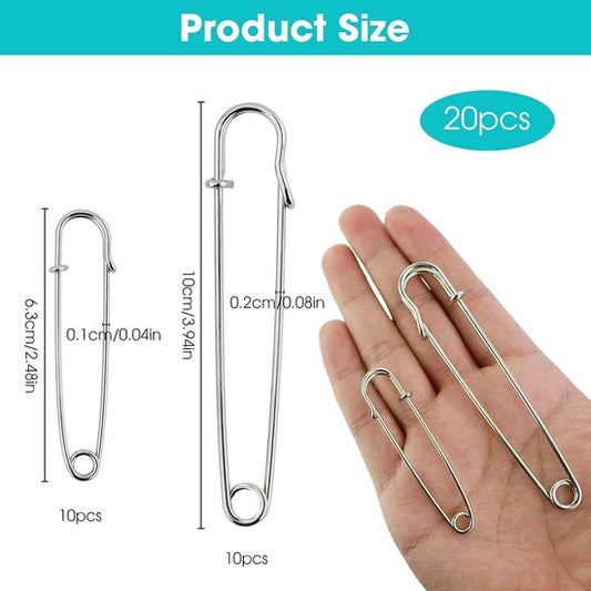 20 Safety Pins - Large Safety Pin Length - Heavy Safety Pins for Blankets, Kilts, Knitting, Crafts (63mm & V1188-ZXY-131-528