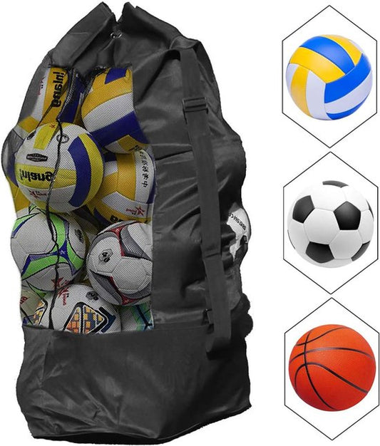 Soccer Net Bag for 10-15 Balls - Large Waterproof, Sturdy Tennis Shoulder Pad, Football-Basketball-Volleyball V1188-ZXY-131-536