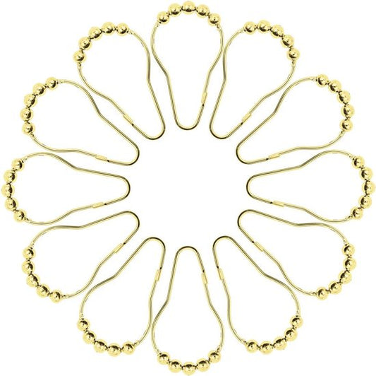 Shower curtain hooks (12-piece) - Curtain rings - Stainless steel rings with sliding system - Gold V1188-ZXY-131-539
