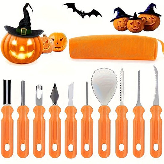 10-Piece Jack-O'-Lantern Cutting Knife Set - Halloween - Baking Tools - Clay Stainless Steel Cutter V1188-ZXY-131-549