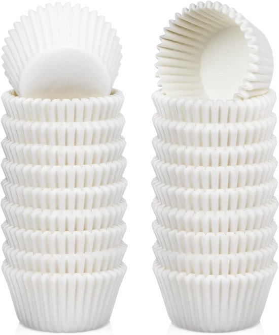 500-pack Mini Cupcake Liners - White - Oil Resistant - Small Cupcake Wrapping Paper - Baking Cups V1188-ZXY-131-558