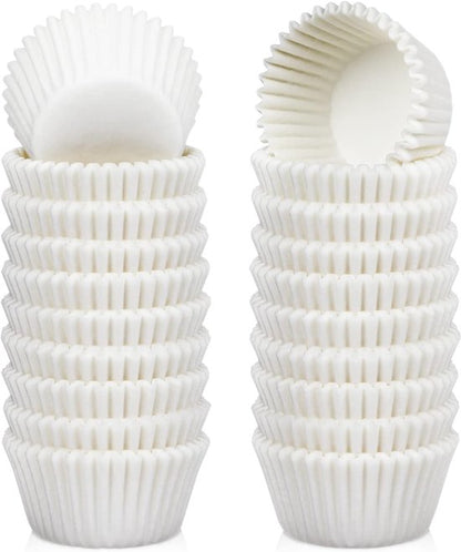 500-pack Mini Cupcake Liners - White - Oil Resistant - Small Cupcake Wrapping Paper - Baking Cups V1188-ZXY-131-558