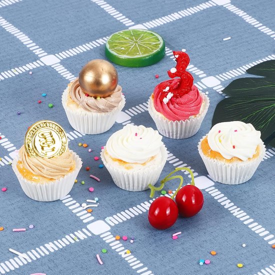 500-pack Mini Cupcake Liners - White - Oil Resistant - Small Cupcake Wrapping Paper - Baking Cups V1188-ZXY-131-558