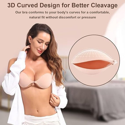 1 round bra cup - strapless invisible silicone - transparent push-up bra - seamless design - front closure - V1188-ZXY-131-570