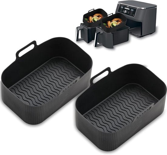 2-piece Airfryer accessory pads - Silicone Airfryer pads - Black - 19.5*16.5 cm V1188-ZXY-131-586