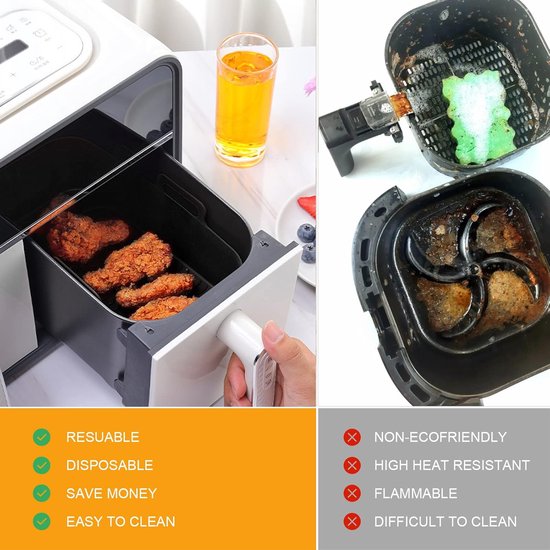 2-piece Airfryer accessory pads - Silicone Airfryer pads - Black - 19.5*16.5 cm V1188-ZXY-131-586