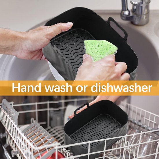 2-piece Airfryer accessory pads - Silicone Airfryer pads - Black - 19.5*16.5 cm V1188-ZXY-131-586