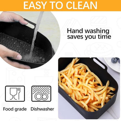 2-piece Airfryer accessory pads - Silicone Airfryer pads - Black - 19.5*16.5 cm V1188-ZXY-131-586