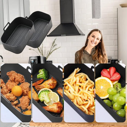 2-piece Airfryer accessory pads - Silicone Airfryer pads - Black - 19.5*16.5 cm V1188-ZXY-131-586
