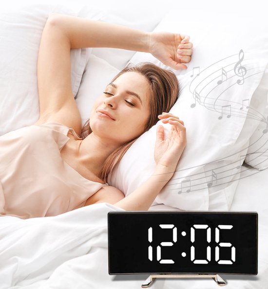 Multifunctional electronic alarm clock with light effect - Creative large screen - Curved LED light - Digital V1188-ZXY-131-587