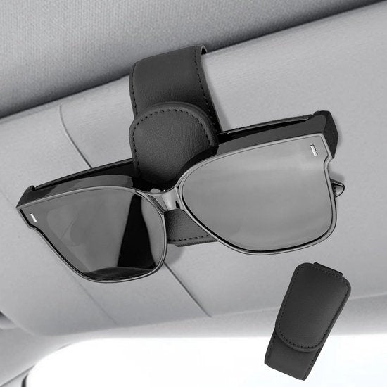 Car sun visor glasses holder - magnetic leather sunglasses holder - car sun visor accessories - bill holder V1188-ZXY-131-588