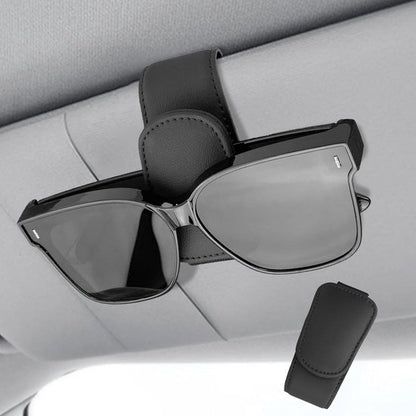 Car sun visor glasses holder - magnetic leather sunglasses holder - car sun visor accessories - bill holder V1188-ZXY-131-588