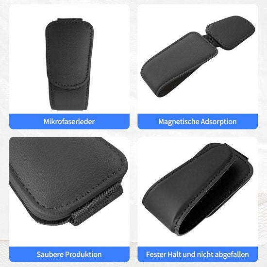 Car sun visor glasses holder - magnetic leather sunglasses holder - car sun visor accessories - bill holder V1188-ZXY-131-588