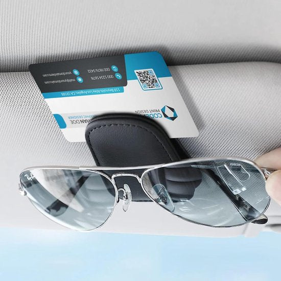 Car sun visor glasses holder - magnetic leather sunglasses holder - car sun visor accessories - bill holder V1188-ZXY-131-588