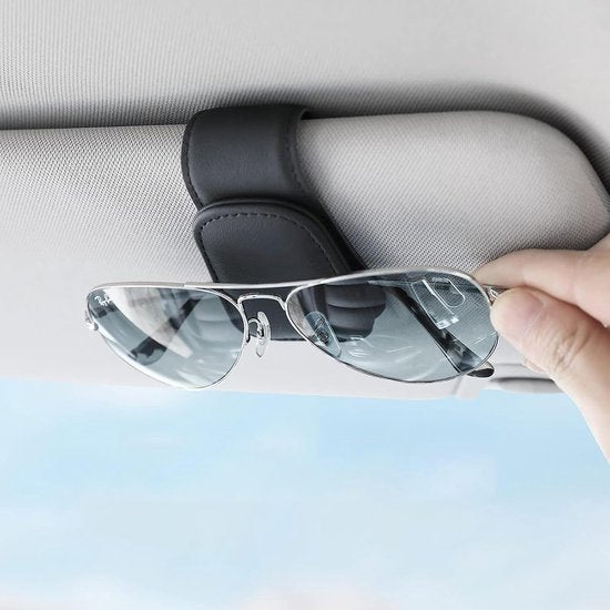 Car sun visor glasses holder - magnetic leather sunglasses holder - car sun visor accessories - bill holder V1188-ZXY-131-588