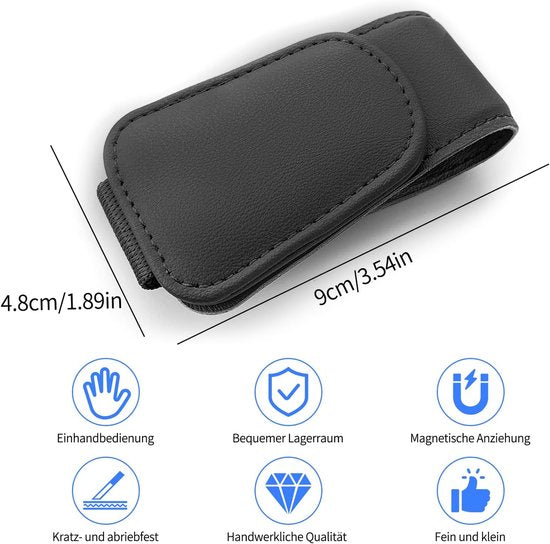 Car sun visor glasses holder - magnetic leather sunglasses holder - car sun visor accessories - bill holder V1188-ZXY-131-588