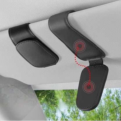 Car sun visor glasses holder - magnetic leather sunglasses holder - car sun visor accessories - bill holder V1188-ZXY-131-588