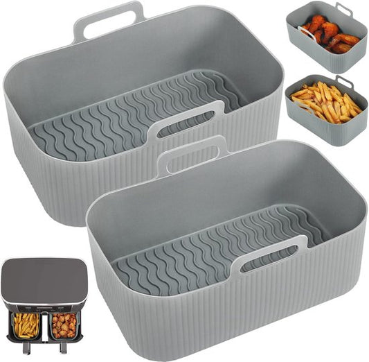 Two-piece air fryer accessory mat - silicone air fryer mat - gray - 19.5*16.5 cm V1188-ZXY-131-589