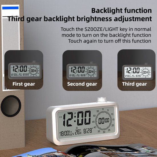 Visual alarm clock - Timer - Three alarms - Backlight - Two displays - Countdown function - Timer reminder V1188-ZXY-131-596