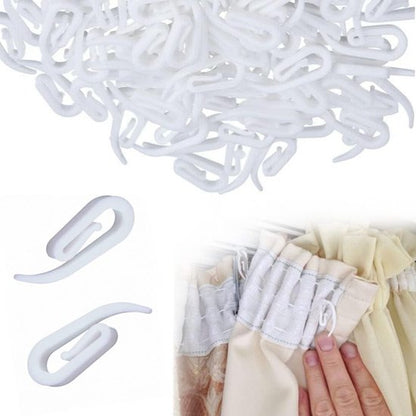 100 curtain hooks - G-shaped reinforced curtain hooks - White - For shower windows - Curtain accessories V1188-ZXY-131-616
