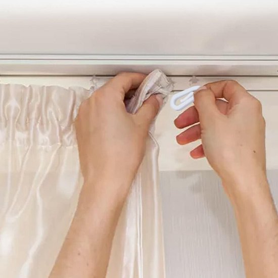 100 curtain hooks - G-shaped reinforced curtain hooks - White - For shower windows - Curtain accessories V1188-ZXY-131-616