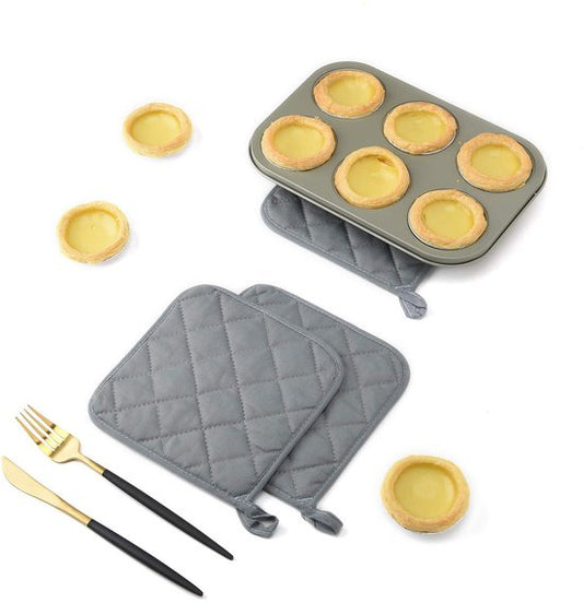 4-Piece Heat Insulation Mat Made of Pure Cotton - Silver Coated - Oil-Repellent - Heat Insulation Mat - V1188-ZXY-131-617