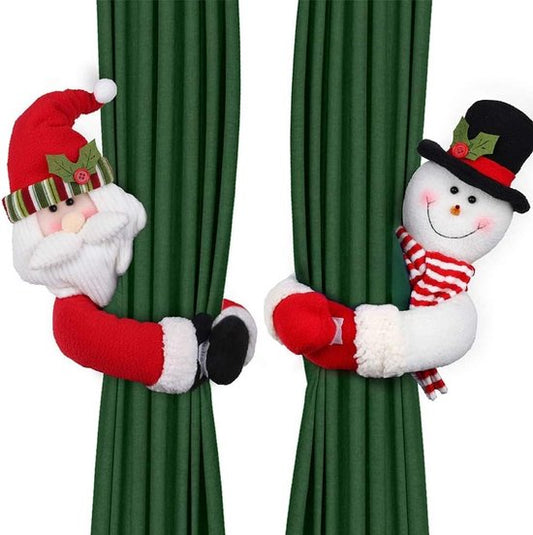 Christmas Themed Curtain Ties - (Set of Two) - Curtain Ties - Curtain Hooks - Snowman Design - Suitable for V1188-ZXY-131-640