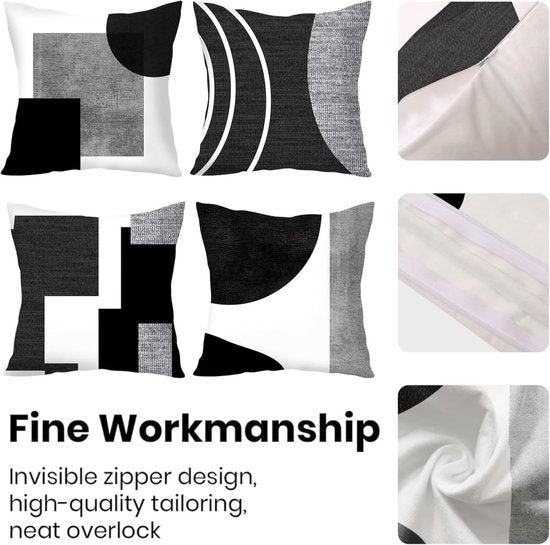 Pillowcase - 4-pack - Pillowcases with abstract geometric pattern - 45x45 cm - Pillowcases with zipper - V1188-ZXY-131-647