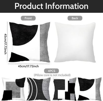 Pillowcase - 4-pack - Pillowcases with abstract geometric pattern - 45x45 cm - Pillowcases with zipper - V1188-ZXY-131-647