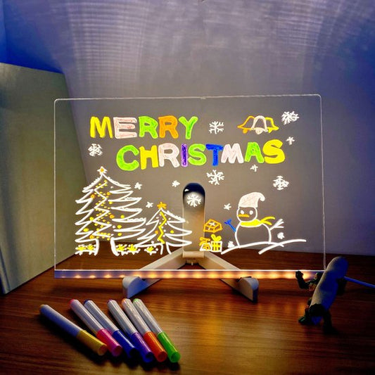 Drawing board - Colored LED whiteboard - Illuminated acrylic whiteboard - Illuminated memo board stand - V1188-ZXY-131-653