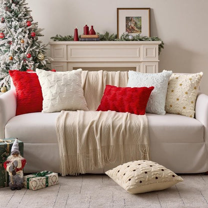 Christmas Pillowcases - 2-pack - White - Winter - White Christmas tree and star pattern - Sofa decoration - V1188-ZXY-131-656