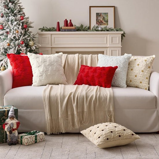 Christmas Pillowcases - 2-pack - White - Winter - White Christmas tree and star pattern - Sofa decoration - V1188-ZXY-131-656