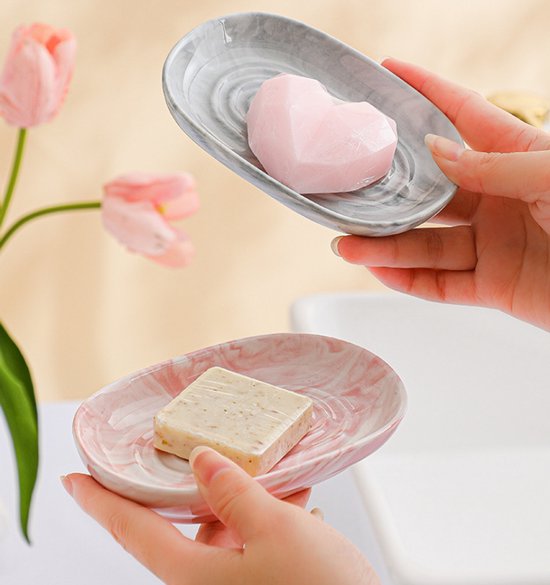 Soap Dish - Ceramic Soap Dish - Non-slip Marble Soap Dish - Bathroom Soap Holder - Suitable for Bathroom, V1188-ZXY-131-657
