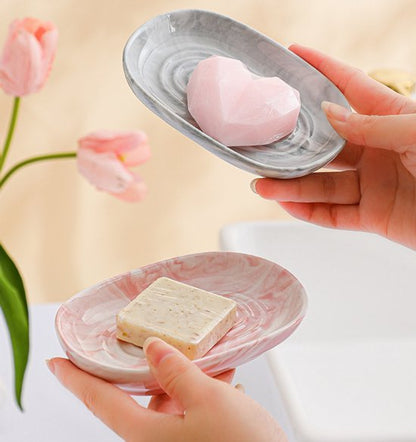 Soap Dish - Ceramic Soap Dish - Non-slip Marble Soap Dish - Bathroom Soap Holder - Suitable for Bathroom, V1188-ZXY-131-657