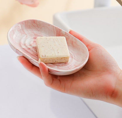 Soap Dish - Ceramic Soap Dish - Non-slip Marble Soap Dish - Bathroom Soap Holder - Suitable for Bathroom, V1188-ZXY-131-657