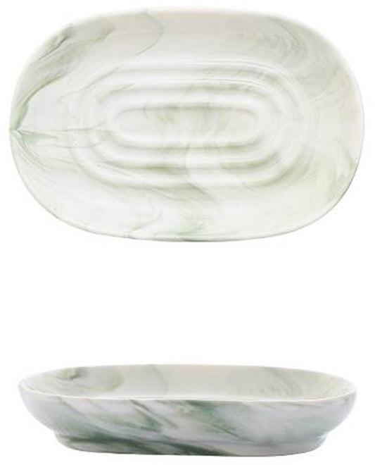 Soap Dish - Ceramic Soap Dish - Non-Slip Marble Soap Dish - Bathroom Soap Holder - Suitable for Bathrooms, V1188-ZXY-131-659