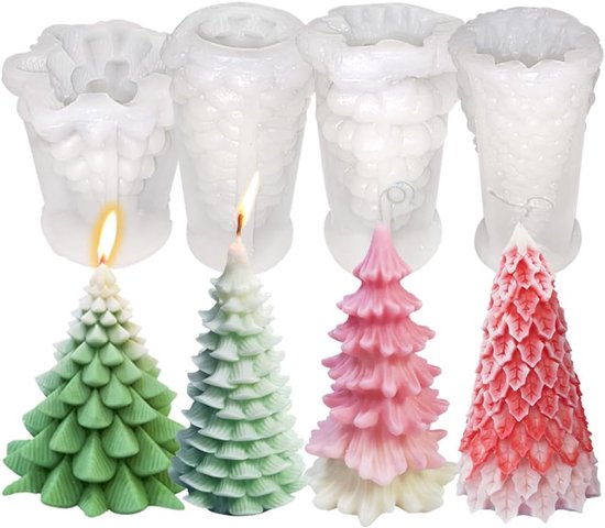 Mold - 4 pieces - Candle mold - Silicone Christmas tree mold set - Mold - Christmas gift V1188-ZXY-131-668