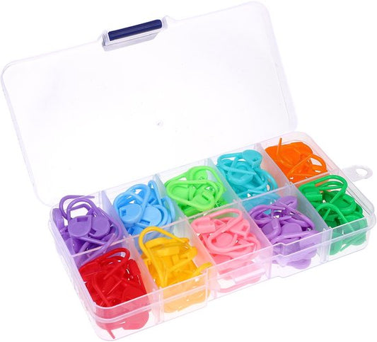 130 pieces - 13 pieces of each of 10 colors - plastic safety pins - knitting markers - crochet hook clips V1188-ZXY-131-673
