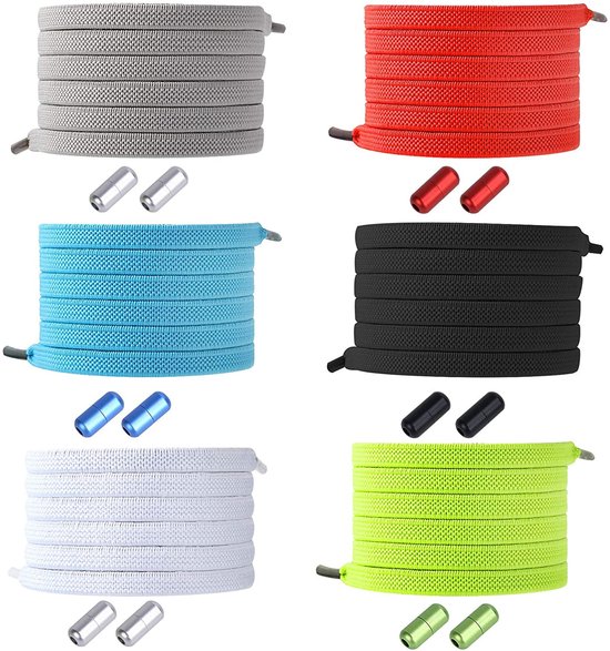 6 pairs - Adjustable - Suitable for adults and children - Elastic laces without a bow (black, white, gray, V1188-ZXY-131-674