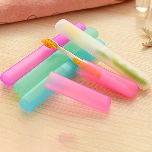 5-Pack - Portable Toothbrush Storage Box - Dustproof Toothbrush Storage Box(Pink + Green + Rose Red + Yellow V1188-ZXY-131-675