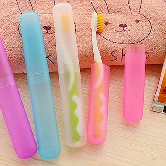 5-Pack - Portable Toothbrush Storage Box - Dustproof Toothbrush Storage Box(Pink + Green + Rose Red + Yellow V1188-ZXY-131-675