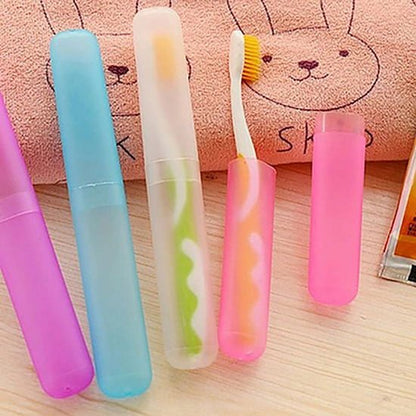 5-Pack - Portable Toothbrush Storage Box - Dustproof Toothbrush Storage Box(Pink + Green + Rose Red + Yellow V1188-ZXY-131-675
