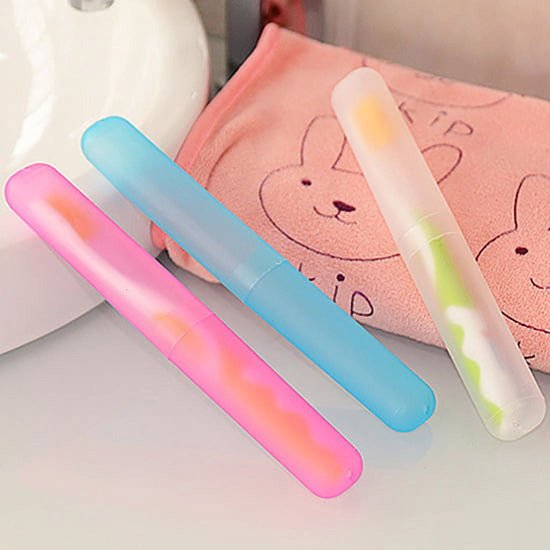 5-Pack - Portable Toothbrush Storage Box - Dustproof Toothbrush Storage Box(Pink + Green + Rose Red + Yellow V1188-ZXY-131-675