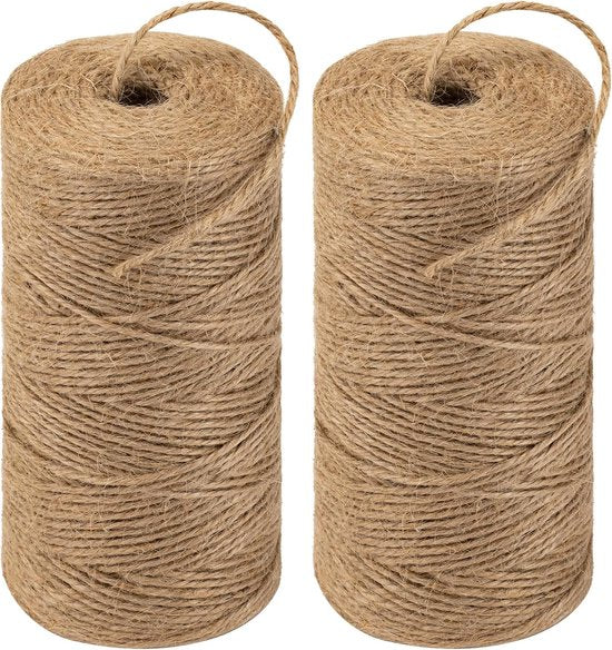 Jute rope - 2 rolls - 200m per roll - Brown - Suitable for gardening, crafts, gift wrapping, wedding V1188-ZXY-131-693