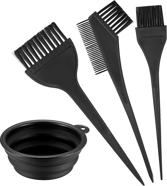 Hair Dye Brush - 4-Piece Hair Dye Brush Set - Hair Dye Brush and Mixing Bowl Set - Double-Sided Hair Dye V1188-ZXY-131-697