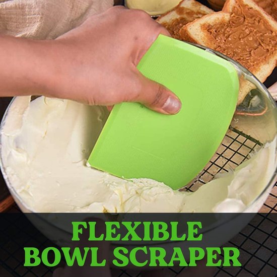 Dough Scraper - 3-Piece - Bread Scraper - Flexible Bowl Scraper - Home Baking Supplies - Green and White V1188-ZXY-131-698